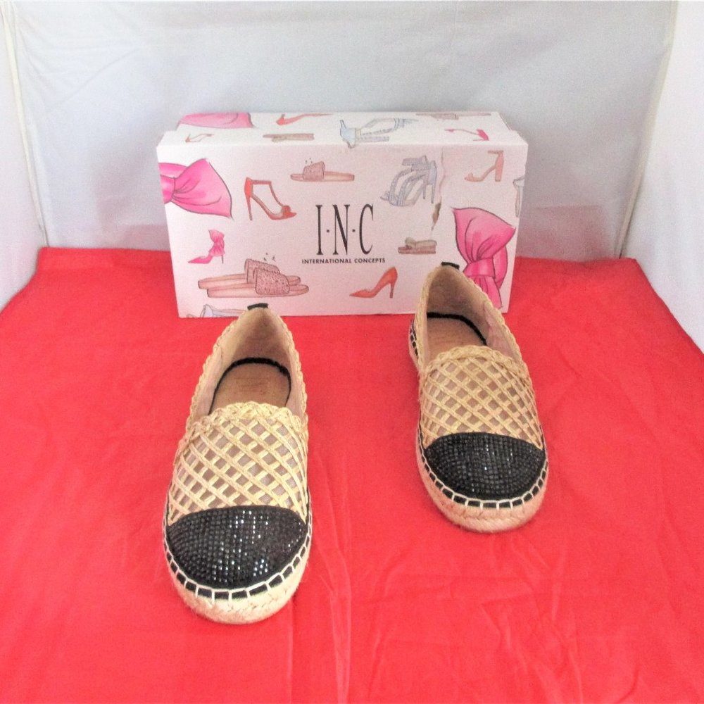 INC Corvina Capped-Toe Woven Espadrille Flats